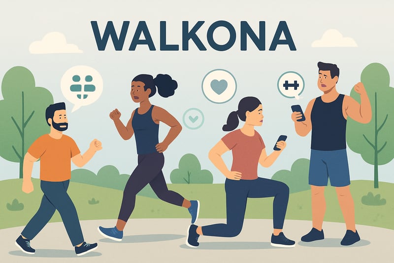 People connecting and engaging in outdoor fitness activities through Walkona People connecting and engaging in outdoor fitness activities through Walkona